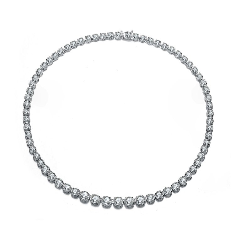 Sterling Silver Classic Chain Design Necklace - White