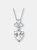 Sterling Silver Clear Cubic Zirconia Accent Heart Shaped Pendant Necklace - Silver