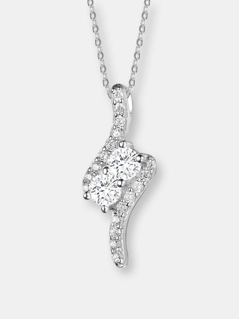 Sterling Silver Clear Cubic Zirconia Accent Pendant Necklace