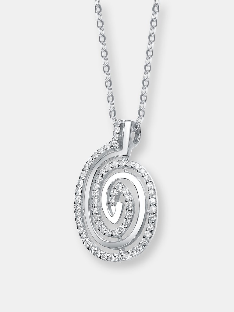 Sterling Silver Clear Cubic Zirconia Swirl Necklace