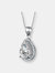 Sterling Silver Clear Cubic Zirconia Teardrop Shaped Pendant Necklace