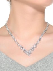 Sterling Silver Clear Marquise Cubic Zirconia Cluster Necklace