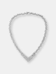 Sterling Silver Clear Marquise Cubic Zirconia Cluster Necklace - Grey