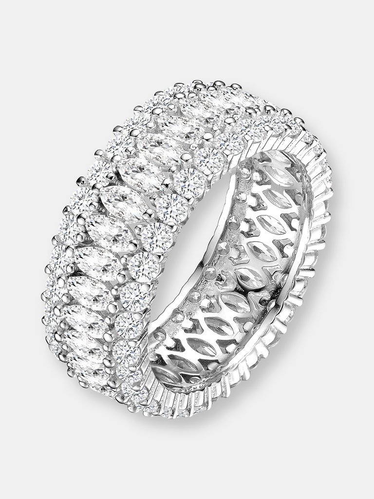 Sterling Silver Clear Marquise Cubic Zirconia Eternity Ring - Sterling Silver