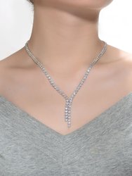Sterling Silver Clear Round Cubic Zirconia Bezel Set Necklace