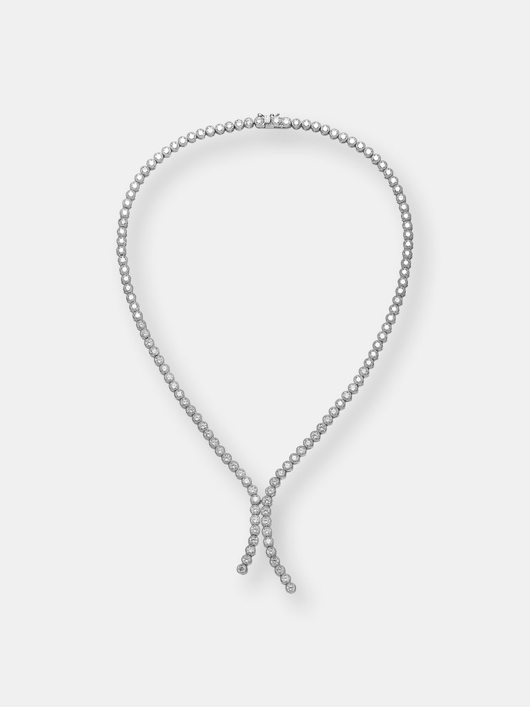 Sterling Silver Clear Round Cubic Zirconia Bezel Set Necklace - Grey