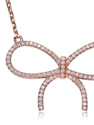 Sterling Silver Colored Cubic Zirconia Ribbon Necklace