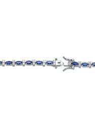Sterling Silver Colored Marquise Cubic Zirconia Tennis Bracelet