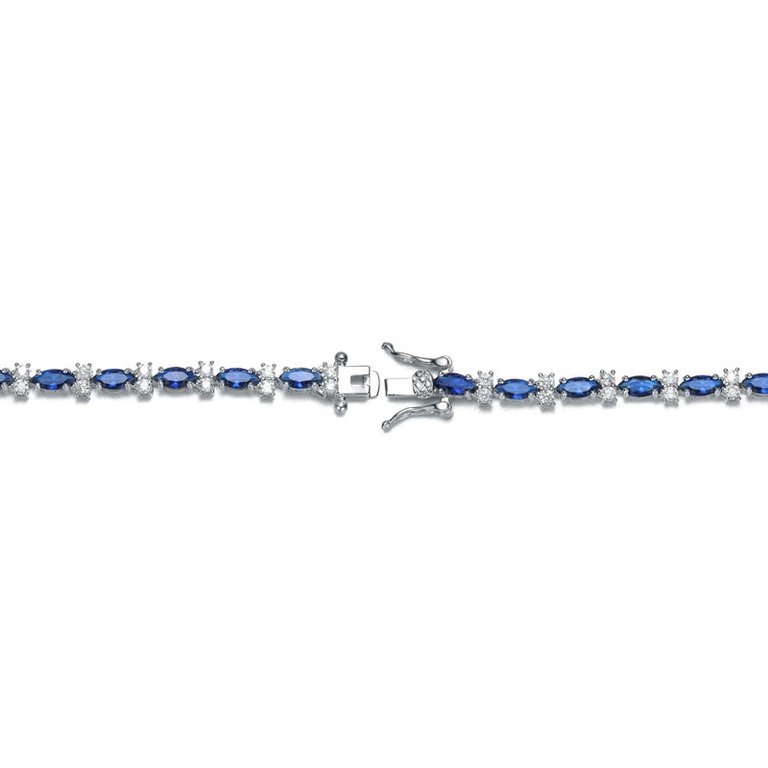 Sterling Silver Colored Marquise Cubic Zirconia Tennis Bracelet
