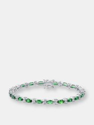 Sterling Silver Colored Marquise Cubic Zirconia Tennis Bracelet - Green