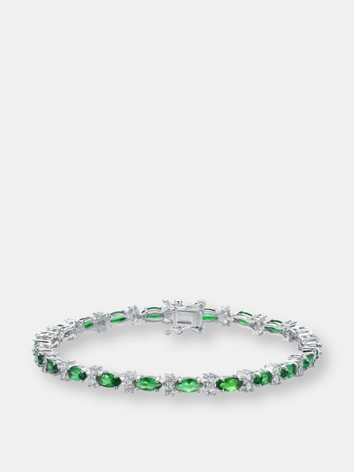 Genevive Sterling Silver Colored Marquise Cubic Zirconia Tennis Bracelet product