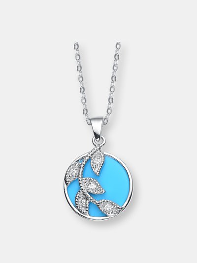 Genevive Sterling Silver Cubic Zirconia Blue Stone Vine Necklace product