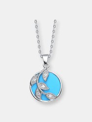 Sterling Silver Cubic Zirconia Blue Stone Vine Necklace - Blue