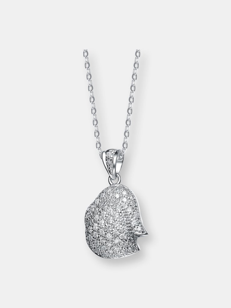 Sterling Silver Cubic Zirconia Dangling Pendant Necklace