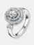 Sterling Silver Cubic Zirconia Double Halo Ring - Silver