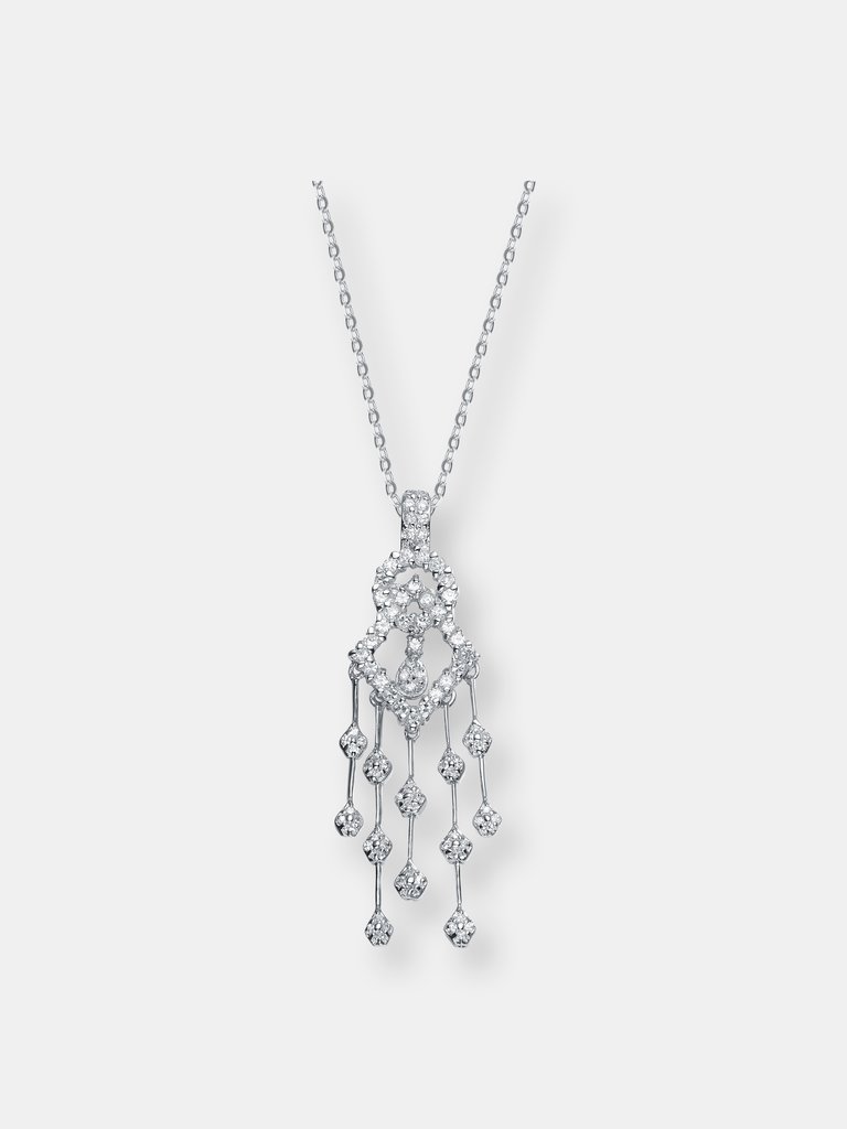 Sterling Silver Cubic Zirconia Dream Catcher Necklace - Silver