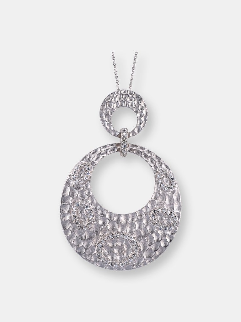 Sterling Silver Cubic Zirconia Dual Circle Pendant