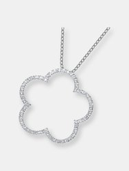 Sterling Silver Cubic Zirconia Flower Shape Necklace