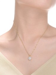 Sterling Silver Cubic Zirconia Gold Platedround Necklace