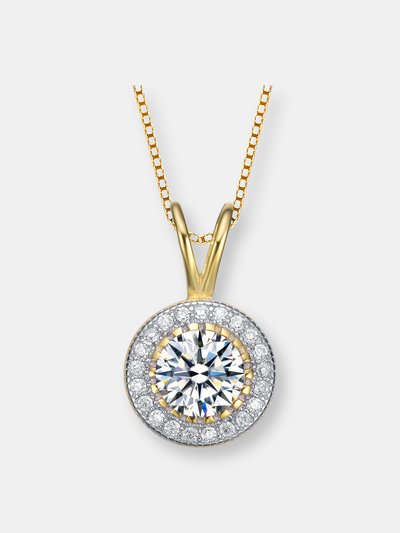 Genevive Sterling Silver Cubic Zirconia Gold Platedround Necklace product