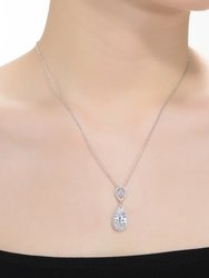 Sterling Silver Cubic Zirconia Halo Necklace
