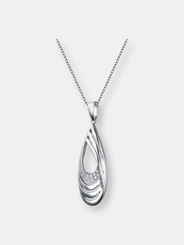 Sterling Silver Cubic Zirconia Oval Swirl Necklace