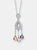 Sterling Silver Cubic Zirconia Yellow White And Black Cultured Pearl Dangling Pendant Necklace - Orange