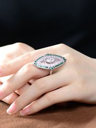 Sterling Silver Emerald Cubic Zirconia Coctail Ring