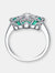 Sterling Silver Emerald Cubic Zirconia Floral Cocktail Ring