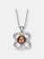 Sterling Silver Faux Brown Pearl Flower Shape Necklace - Brown