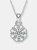 Sterling Silver Flower Inspired Cubic Zirconia Accent Pendant Necklace - Silver