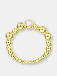 Sterling Silver Gold Plated 4.5MM Fresh Water Pearl Ring