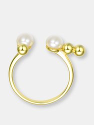 Sterling Silver Gold Plated 5MM Freshwater Pearls Modern Ring