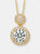 Sterling Silver Gold Plated Cubic Zirconia Halo Cluster Necklace - Gold
