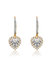 Sterling Silver Gold Plated Cubic Zirconia Pear Heart Pave Halo Drop Dangle Earrings - Gold