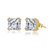 Sterling Silver Gold Plated Cubic Zirconia Square Stud Earrings - Gold