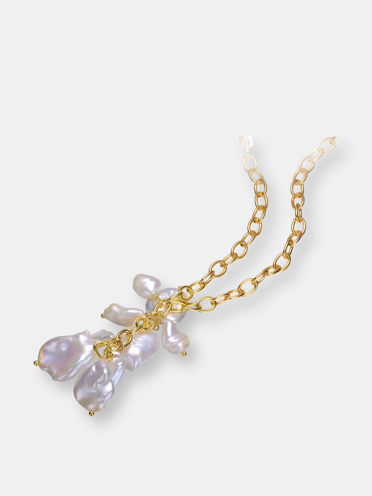 Sterling Silver Gold Plated Freshwater Pearl Drop Pendant Necklace