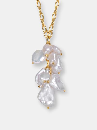 Genevive Sterling Silver Gold Plated Freshwater Pearl Drop Pendant Necklace product