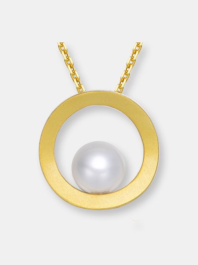 Genevive Sterling Silver Gold Plated Freshwater Pearl Open Pendant Necklace product