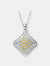 Sterling Silver Gold Plated  Yellow Cubic Zirconia Square Pendant Necklace - Yellow