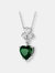 Sterling Silver Green Cubic Zirconia Heart Pendant Necklace