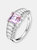 Sterling Silver Morganite Cubic Zirconia Cluster Ring - Sterling Silver