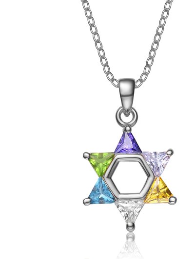 Genevive Sterling Silver Multi Color Cubic Zirconia Star Necklace product