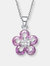 Sterling Silver Pink Cubic Zirconia Flower Charm Necklace - Pink