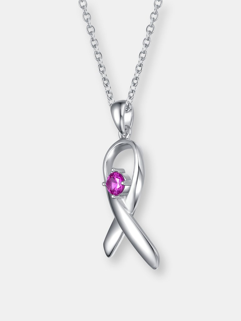 Sterling Silver Pink Cubic Zirconia Loop Necklace