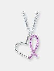 Sterling Silver Pink Cubic Zirconia Loop Necklace - Pink