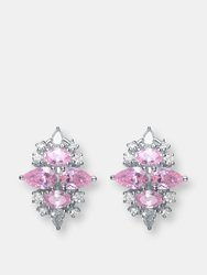 Sterling Silver Pink Cubic Zirconia Stud Earrings - Pink