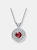 Sterling Silver Red Cubic Zirconia Round Necklace - Red
