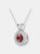 Sterling Silver Red Cubic Zirconia Round Necklace