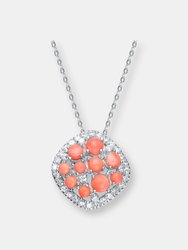 Sterling Silver Red Cubic Zirconia Unique Style Pendant - Pink